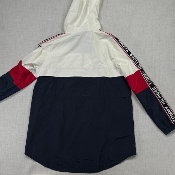 Tommy Hilfiger Windbreaker Jacket Colorblock Navy Red White Zip Front Size S - Picture 2 of 9